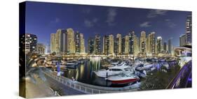 Dubai Marina, Night Photography, Yachts, Tower, Hotels-Axel Schmies-Stretched Canvas