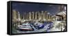 Dubai Marina, Night Photography, Yachts, Tower, Hotels-Axel Schmies-Framed Stretched Canvas