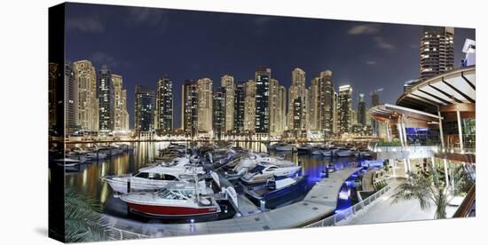 Dubai Marina, Night Photography, Yachts, Tower, Hotels-Axel Schmies-Stretched Canvas