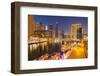 Dubai Marina Skyline and Tourist Boats at Night, Dubai City, United Arab Emirates, Middle East-Neale Clark-Framed Photographic Print