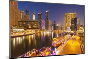 Dubai Marina Skyline and Tourist Boats at Night, Dubai City, United Arab Emirates, Middle East-Neale Clark-Mounted Photographic Print