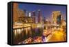 Dubai Marina Skyline and Tourist Boats at Night, Dubai City, United Arab Emirates, Middle East-Neale Clark-Framed Stretched Canvas