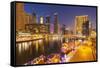 Dubai Marina Skyline and Tourist Boats at Night, Dubai City, United Arab Emirates, Middle East-Neale Clark-Framed Stretched Canvas