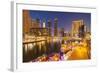 Dubai Marina Skyline and Tourist Boats at Night, Dubai City, United Arab Emirates, Middle East-Neale Clark-Framed Photographic Print