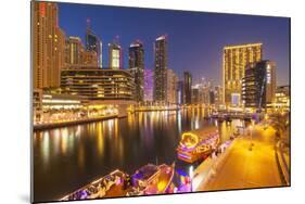 Dubai Marina Skyline and Tourist Boats at Night, Dubai City, United Arab Emirates, Middle East-Neale Clark-Mounted Photographic Print