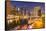 Dubai Marina Skyline and Tourist Boats at Night, Dubai City, United Arab Emirates, Middle East-Neale Clark-Framed Stretched Canvas