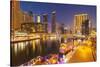 Dubai Marina Skyline and Tourist Boats at Night, Dubai City, United Arab Emirates, Middle East-Neale Clark-Stretched Canvas