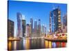 Dubai Marina Skyline at Night, Dubai City, United Arab Emirates, Middle East-Neale Clark-Stretched Canvas