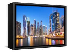 Dubai Marina Skyline at Night, Dubai City, United Arab Emirates, Middle East-Neale Clark-Framed Stretched Canvas