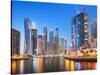 Dubai Marina Skyline at Night, Dubai City, United Arab Emirates, Middle East-Neale Clark-Stretched Canvas