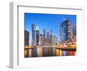 Dubai Marina Skyline at Night, Dubai City, United Arab Emirates, Middle East-Neale Clark-Framed Photographic Print