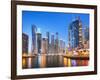 Dubai Marina Skyline at Night, Dubai City, United Arab Emirates, Middle East-Neale Clark-Framed Photographic Print