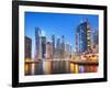 Dubai Marina Skyline at Night, Dubai City, United Arab Emirates, Middle East-Neale Clark-Framed Photographic Print