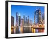 Dubai Marina Skyline at Night, Dubai City, United Arab Emirates, Middle East-Neale Clark-Framed Photographic Print