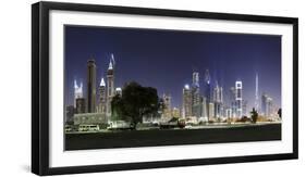 Dubai, Skyline at Night, Dubai Marina, United Arab Emirates-Axel Schmies-Framed Photographic Print