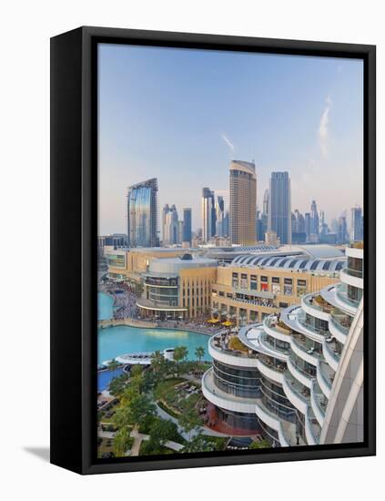 Dubai Skyline, Elevated View Over the Dubai Mall and Burj Khalifa Park, Dubai-null-Framed Stretched Canvas