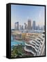 Dubai Skyline, Elevated View Over the Dubai Mall and Burj Khalifa Park, Dubai-null-Framed Stretched Canvas