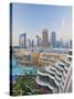 Dubai Skyline, Elevated View Over the Dubai Mall and Burj Khalifa Park, Dubai-null-Stretched Canvas