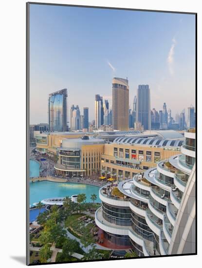 Dubai Skyline, Elevated View Over the Dubai Mall and Burj Khalifa Park, Dubai-null-Mounted Photographic Print