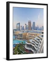 Dubai Skyline, Elevated View Over the Dubai Mall and Burj Khalifa Park, Dubai-null-Framed Photographic Print