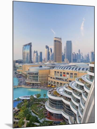 Dubai Skyline, Elevated View Over the Dubai Mall and Burj Khalifa Park, Dubai-null-Mounted Photographic Print