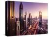 Dubai Skyline in Sunset Time, United Arab Emirates-Iakov Kalinin-Stretched Canvas