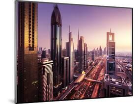 Dubai Skyline in Sunset Time, United Arab Emirates-Iakov Kalinin-Mounted Photographic Print