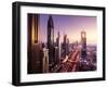 Dubai Skyline in Sunset Time, United Arab Emirates-Iakov Kalinin-Framed Photographic Print