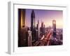 Dubai Skyline in Sunset Time, United Arab Emirates-Iakov Kalinin-Framed Photographic Print