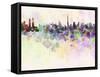 Dubai Skyline in Watercolor Background-paulrommer-Framed Stretched Canvas