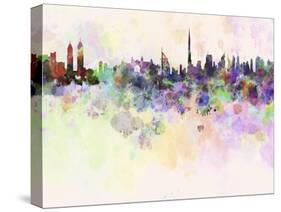 Dubai Skyline in Watercolor Background-paulrommer-Stretched Canvas