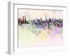 Dubai Skyline in Watercolor Background-paulrommer-Framed Art Print