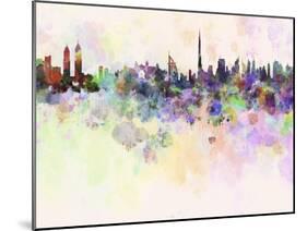 Dubai Skyline in Watercolor Background-paulrommer-Mounted Art Print