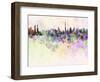 Dubai Skyline in Watercolor Background-paulrommer-Framed Art Print