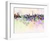 Dubai Skyline in Watercolor Background-paulrommer-Framed Art Print