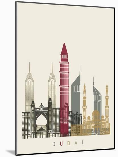 Dubai Skyline Poster-paulrommer-Mounted Art Print
