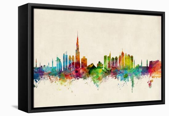 Dubai Skyline-Michael Tompsett-Framed Stretched Canvas