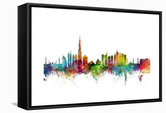 Dubai Skyline-Michael Tompsett-Framed Stretched Canvas