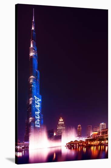 Dubai UAE - Burj Khalifa by Night-Philippe HUGONNARD-Stretched Canvas