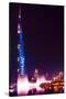 Dubai UAE - Burj Khalifa by Night-Philippe HUGONNARD-Stretched Canvas