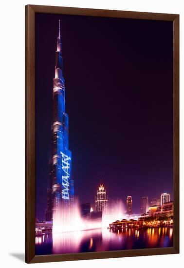 Dubai UAE - Burj Khalifa by Night-Philippe HUGONNARD-Framed Photographic Print