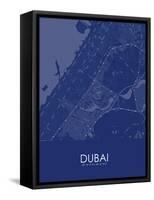 Dubai, United Arab Emirates Blue Map-null-Framed Stretched Canvas