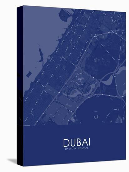 Dubai, United Arab Emirates Blue Map-null-Stretched Canvas