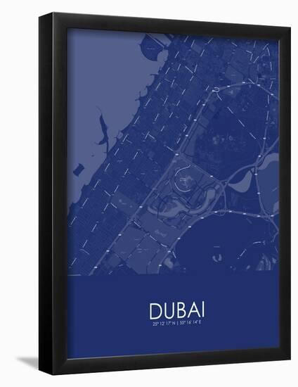 Dubai, United Arab Emirates Blue Map-null-Framed Poster