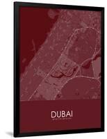 Dubai, United Arab Emirates Red Map-null-Framed Poster