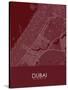 Dubai, United Arab Emirates Red Map-null-Stretched Canvas