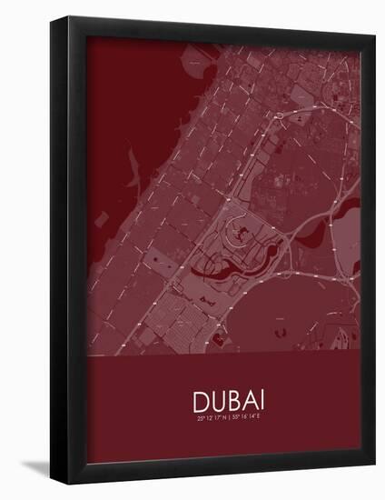Dubai, United Arab Emirates Red Map-null-Framed Poster