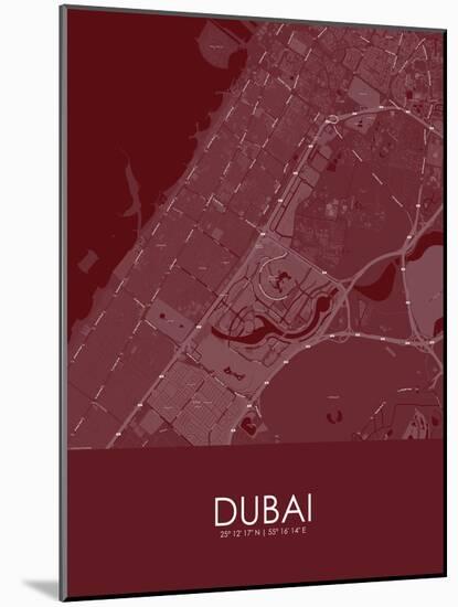 Dubai, United Arab Emirates Red Map-null-Mounted Poster