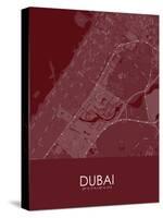 Dubai, United Arab Emirates Red Map-null-Stretched Canvas