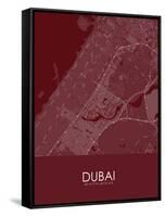 Dubai, United Arab Emirates Red Map-null-Framed Stretched Canvas